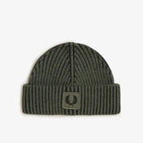 Fred Perry Cotton Ribbed Beanie - LW Green/Black