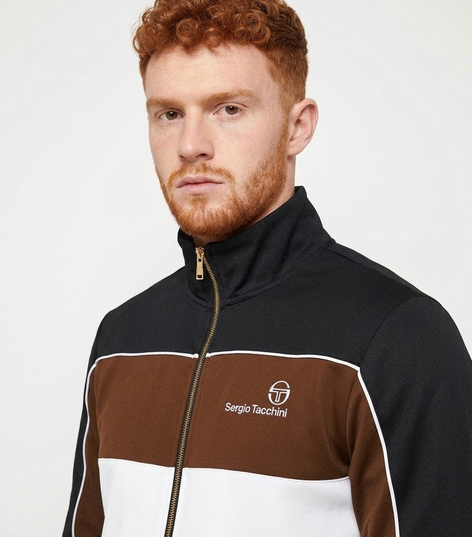 Sergio Tacchini Spiga Track Top - Black/Potting Soil/Gardenia
