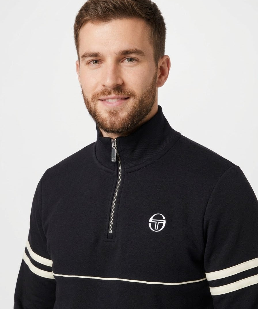 Sergio Tacchini Orion 1/4 Zip Sweat - Black/Peyote