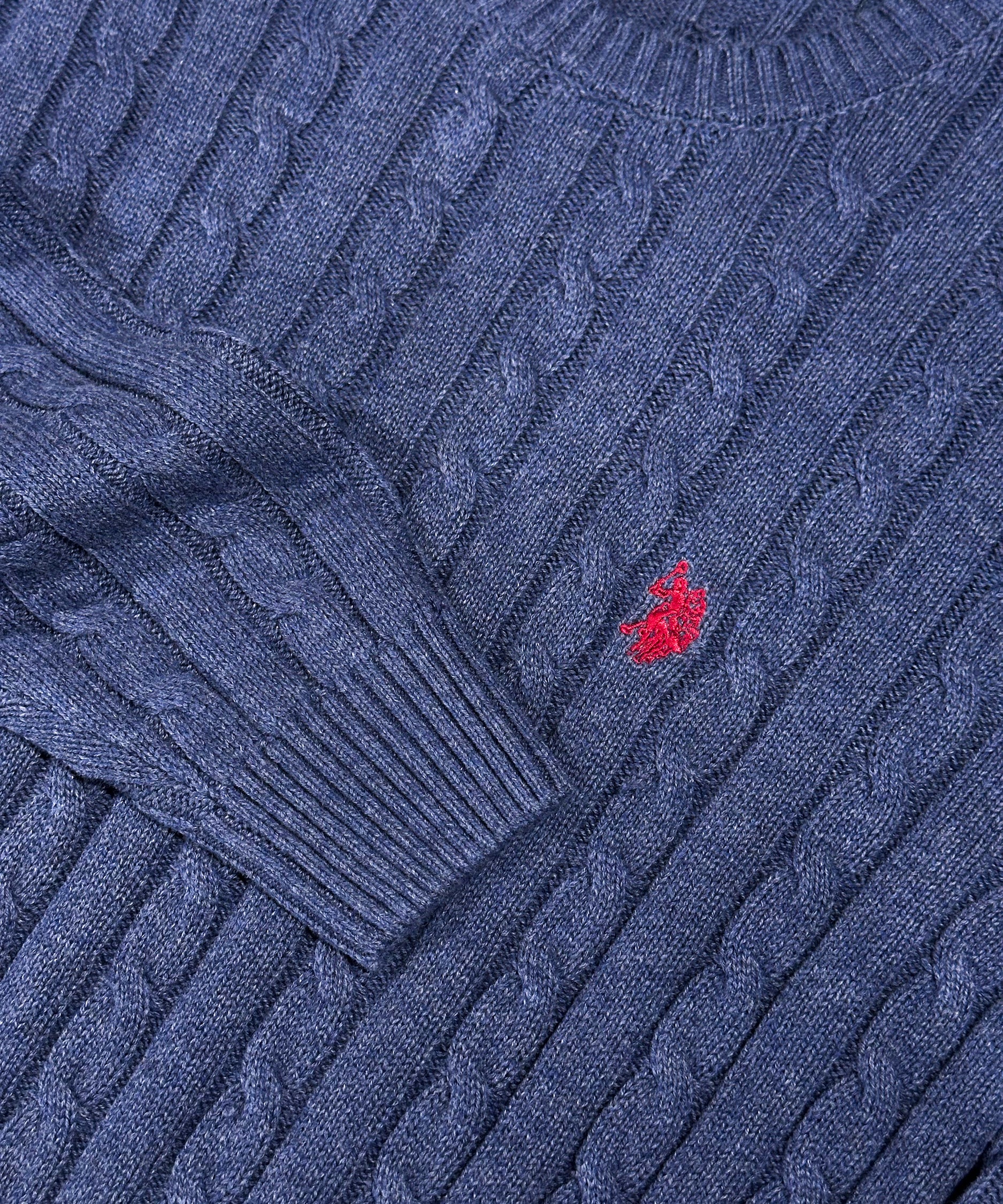 U.S. Polo Assn. Bert Cashmere Blend Cable Jumper - Sky