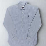 U.S. Polo Assn. Linen Blend French Collar Stripe Shirt - Navy