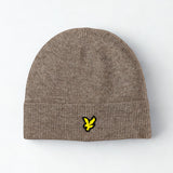 Lyle & Scott Lambswool Blend Ribbed Beanie - Muted Taupe Marl