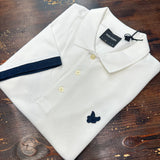 Lyle & Scott Contrast Cuff Tonal Polo Shirt - White/Dark Navy