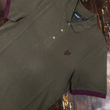 Lyle & Scott Contrast Cuff Tonal Polo Shirt - Olive/Burgundy