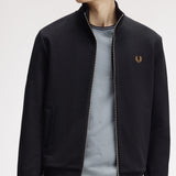 Fred Perry Zip Through Sweatshirt - Black/Shadedstone