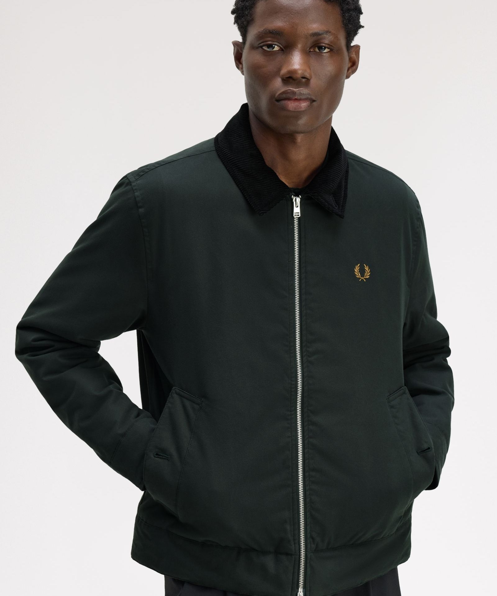 Fred Perry Cotton Caban Jacket - Night Green