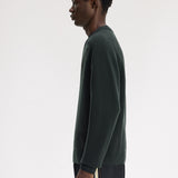 Fred Perry Saddle Sleeve V Neck Wool Jumper - Night Green
