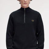 Fred Perry Waffle Stitch Half Zip Jumper - Black