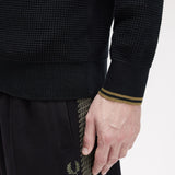 Fred Perry Waffle Stitch Half Zip Jumper - Black