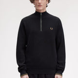 Fred Perry Waffle Stitch Half Zip Jumper - Black