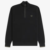Fred Perry Waffle Stitch Half Zip Jumper - Black