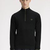 Fred Perry Waffle Stitch Half Zip Jumper - Black