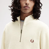 Fred Perry Waffle Stitch Half Zip Jumper - Ecru