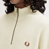 Fred Perry Waffle Stitch Half Zip Jumper - Ecru