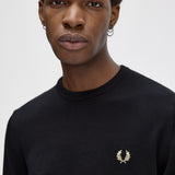 Fred Perry Classic Crew Neck Jumper - Black/Champagne
