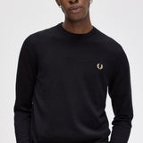 Fred Perry Classic Crew Neck Jumper - Black/Champagne
