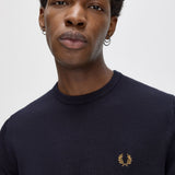 Fred Perry Classic Crew Neck Jumper - Navy/Dark Caramel
