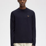 Fred Perry Classic Crew Neck Jumper - Navy/Dark Caramel