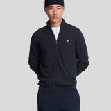 Lyle & Scott Lambswool Blend Zip Cardigan - Dark Navy Marl