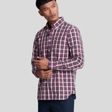 Lyle & Scott Washed Check Poplin Shirt - Dark Navy/Rich Burgundy