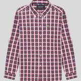 Lyle & Scott Washed Check Poplin Shirt - Dark Navy/Rich Burgundy