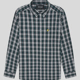 Lyle & Scott Washed Check Poplin Shirt - Argyle Teal/Mid Grey Marl