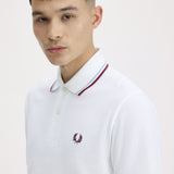 Fred Perry Made in England Twin Tipped Polo Shirt - White/Ice/Maroon