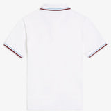 Fred Perry Made in England Twin Tipped Polo Shirt - White/Ice/Maroon
