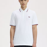 Fred Perry Made in England Twin Tipped Polo Shirt - White/Ice/Maroon