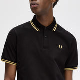 Fred Perry Made in England Twin Tipped Polo Shirt - Black/Champagne