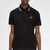 Fred Perry Made in England Twin Tipped Polo Shirt - Black/Champagne