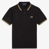 Fred Perry Made in England Twin Tipped Polo Shirt - Black/Champagne