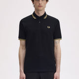 Fred Perry Made in England Twin Tipped Polo Shirt - Black/Champagne