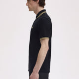 Fred Perry Made in England Twin Tipped Polo Shirt - Black/Champagne