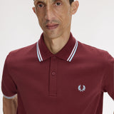 Fred Perry Made in England Twin Tipped Polo Shirt - Maroon/White/Ice