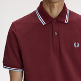 Fred Perry Made in England Twin Tipped Polo Shirt - Maroon/White/Ice