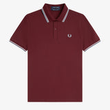 Fred Perry Made in England Twin Tipped Polo Shirt - Maroon/White/Ice
