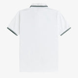 Fred Perry Made in England Twin Tipped Polo Shirt - Snow White/ Tartan Green