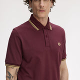 Fred Perry Made in England Twin Tipped Polo Shirt - Bordeaux/Champagne
