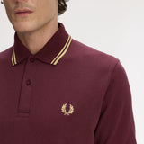 Fred Perry Made in England Twin Tipped Polo Shirt - Bordeaux/Champagne
