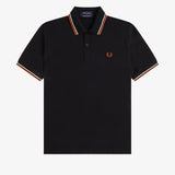 Fred Perry Made in England Twin Tipped Polo Shirt - Black/White/Burnt Orange