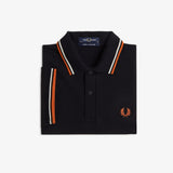 Fred Perry Made in England Twin Tipped Polo Shirt - Black/White/Burnt Orange
