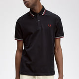 Fred Perry Made in England Twin Tipped Polo Shirt - Black/Ecru/Oxblood