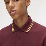 Fred Perry Made in England Single Tipped Polo Shirt - Oxblood/Honeycomb