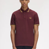 Fred Perry Made in England Single Tipped Polo Shirt - Oxblood/Honeycomb