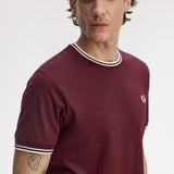 Fred Perry Twin Tipped T-Shirt - Oxblood/Ecru