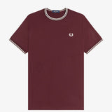 Fred Perry Twin Tipped T-Shirt - Oxblood/Ecru