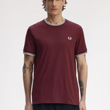 Fred Perry Twin Tipped T-Shirt - Oxblood/Ecru