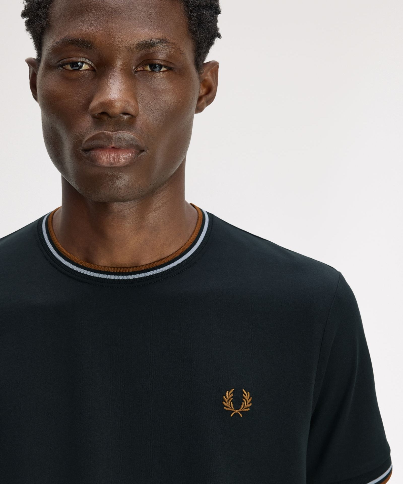 Fred Perry Twin Tipped T-Shirt - Night Green/Silver Blue/Dark Caramel