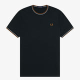 Fred Perry Twin Tipped T-Shirt - Night Green/Silver Blue/Dark Caramel